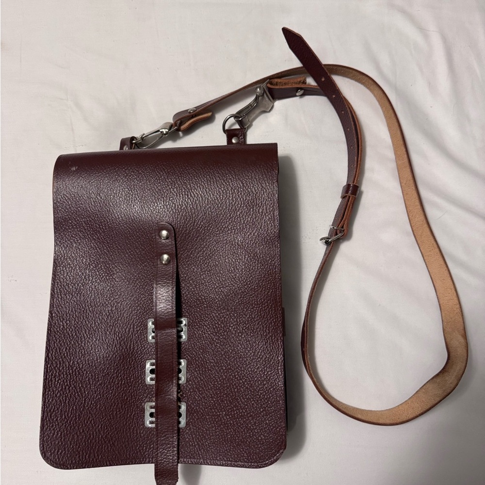German map Brown Leather Bag